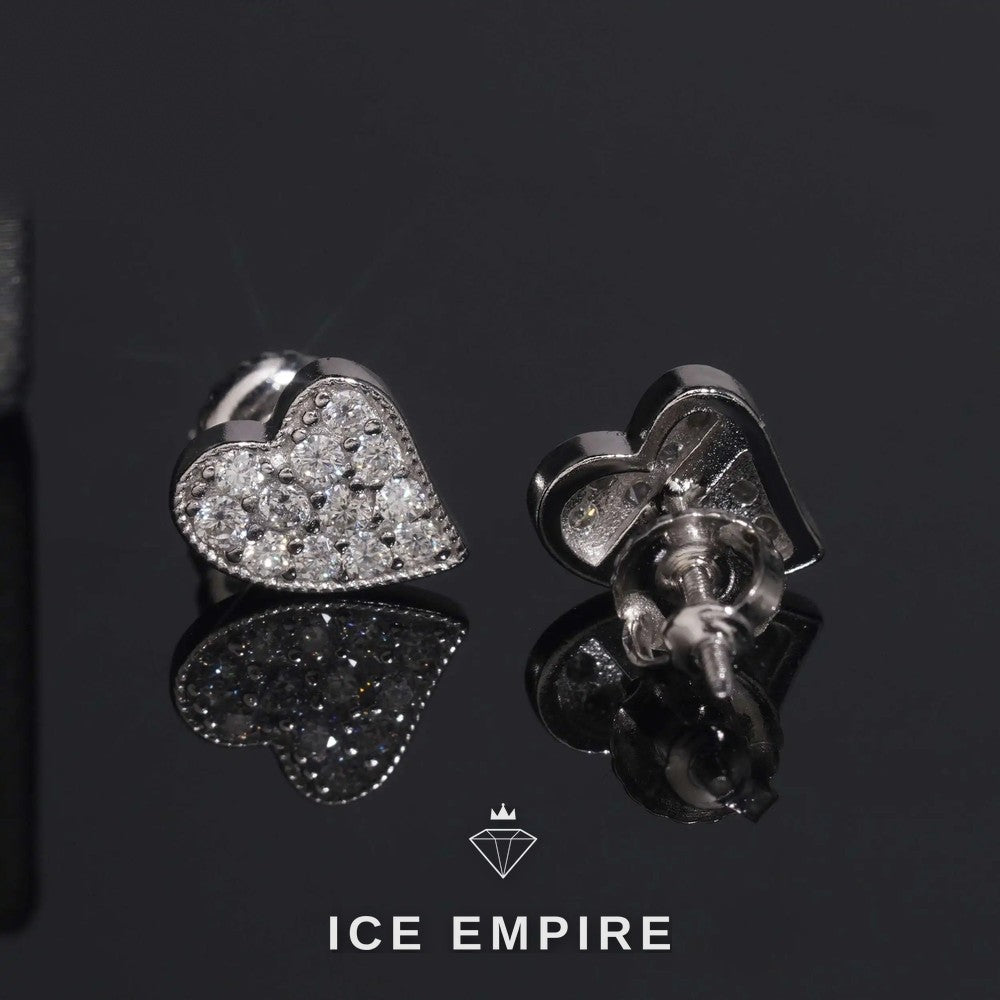 Iced Out Heart Gold Plated Moissanite Earrings