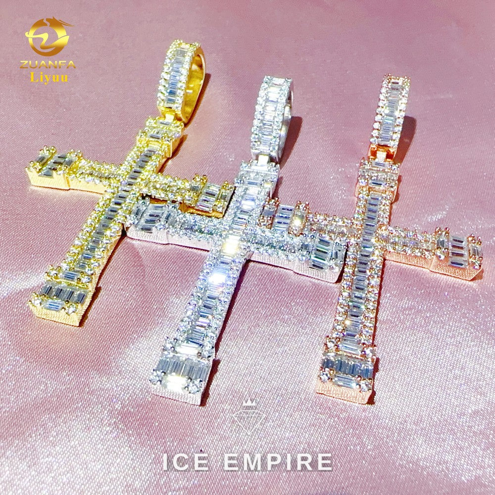 Iced Out Cross 925 Silver Moissanite Pendant