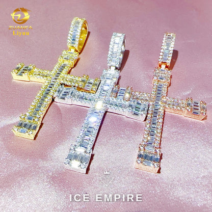 Iced Out Cross 925 Silver Moissanite Pendant