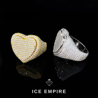 Iced Out Heart Gold Plated Moissanite Ring