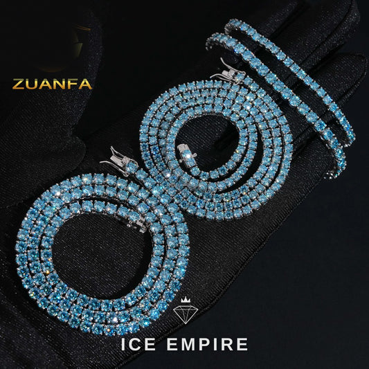 Iced Out Cluster 925 Silver Moissanite Cuban Chain
