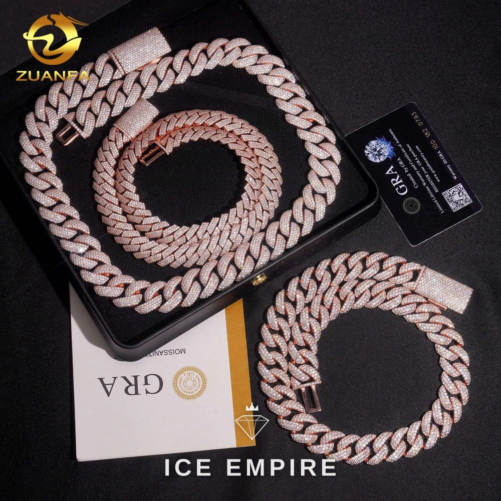 Iced Out Rose Gold Plated Moissanite Cuban Chain
