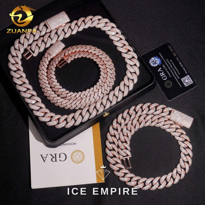 Iced Out Rose Gold Plated Moissanite Cuban Chain