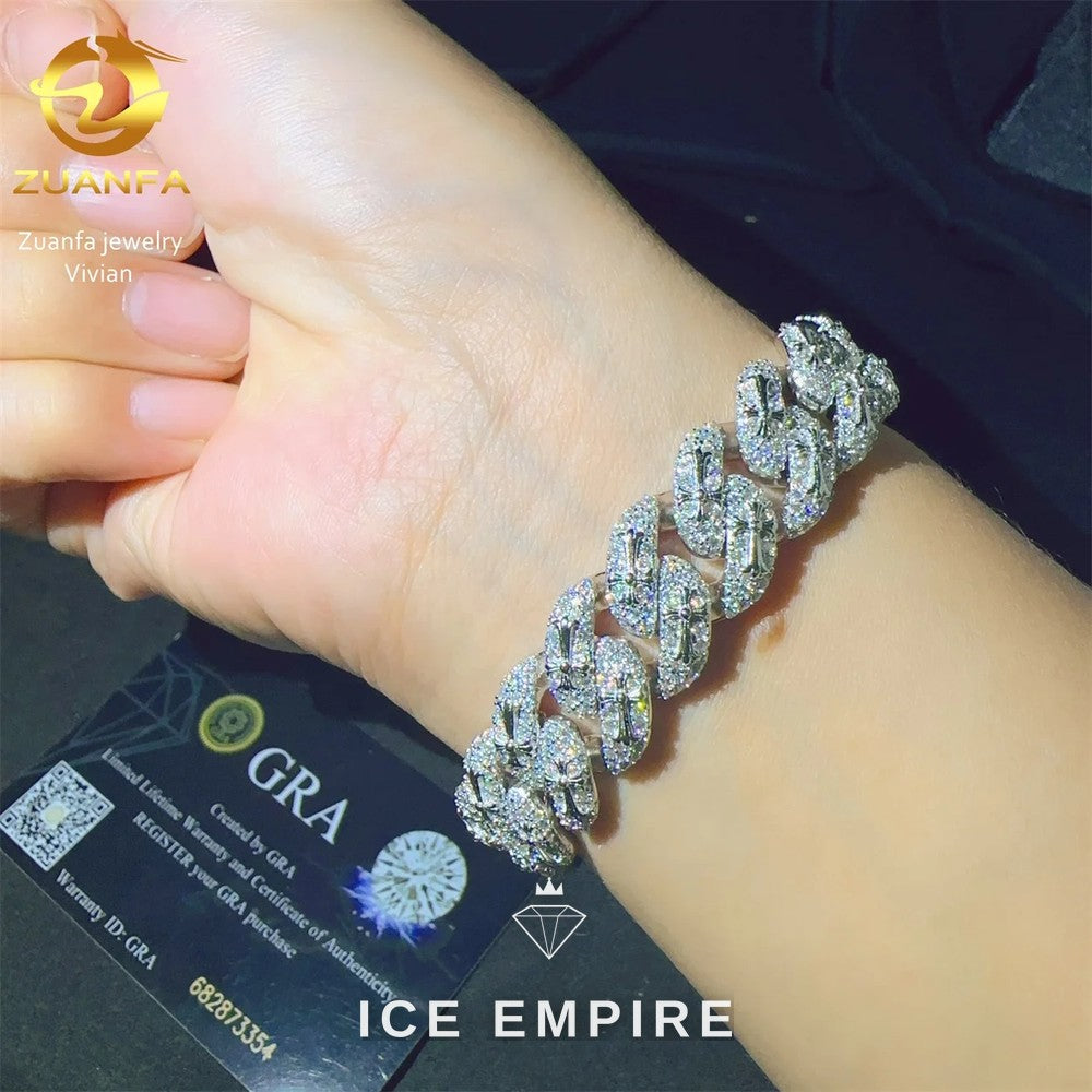 Iced Out 925 Silver Moissanite Cuban Chain