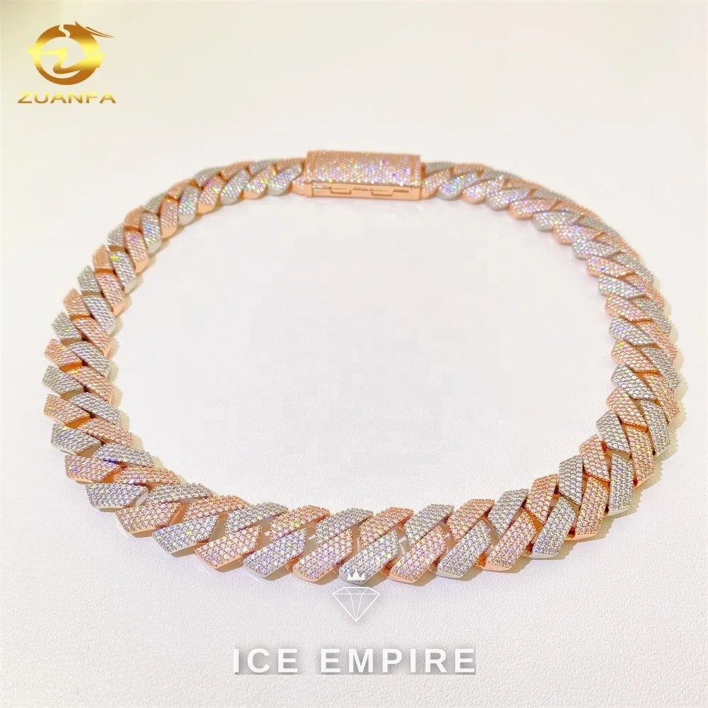 Iced Out Rose Gold Plated Moissanite Cuban Chain