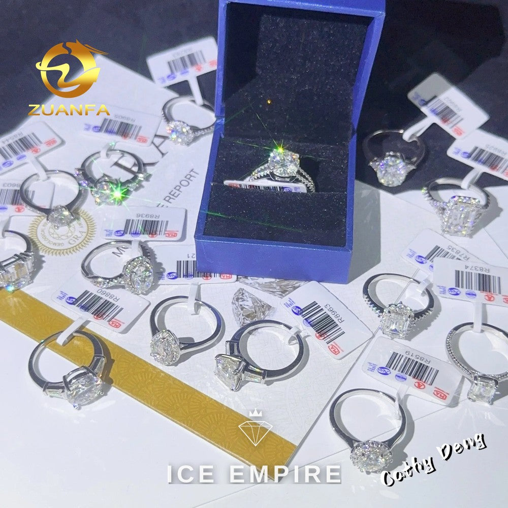 Iced Out 925 Silver Moissanite Engagement Ring