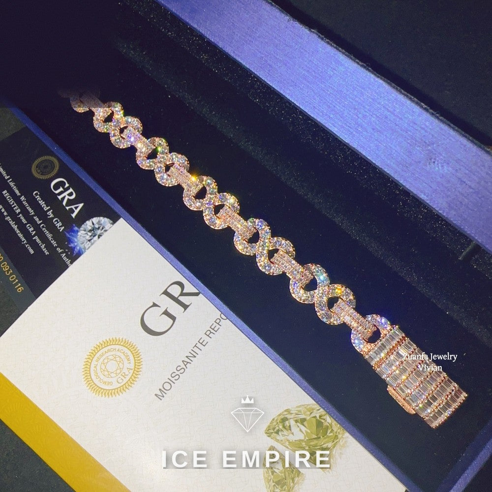 Iced Out Rose Gold Plated Moissanite Cuban Chain
