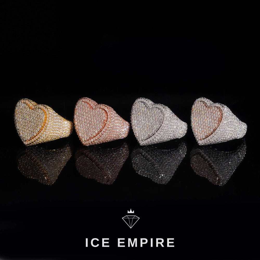 Iced Out Heart Gold Plated Moissanite Ring