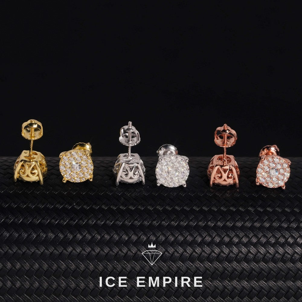 Iced Out Cluster Rose Gold Plated Moissanite Earrings