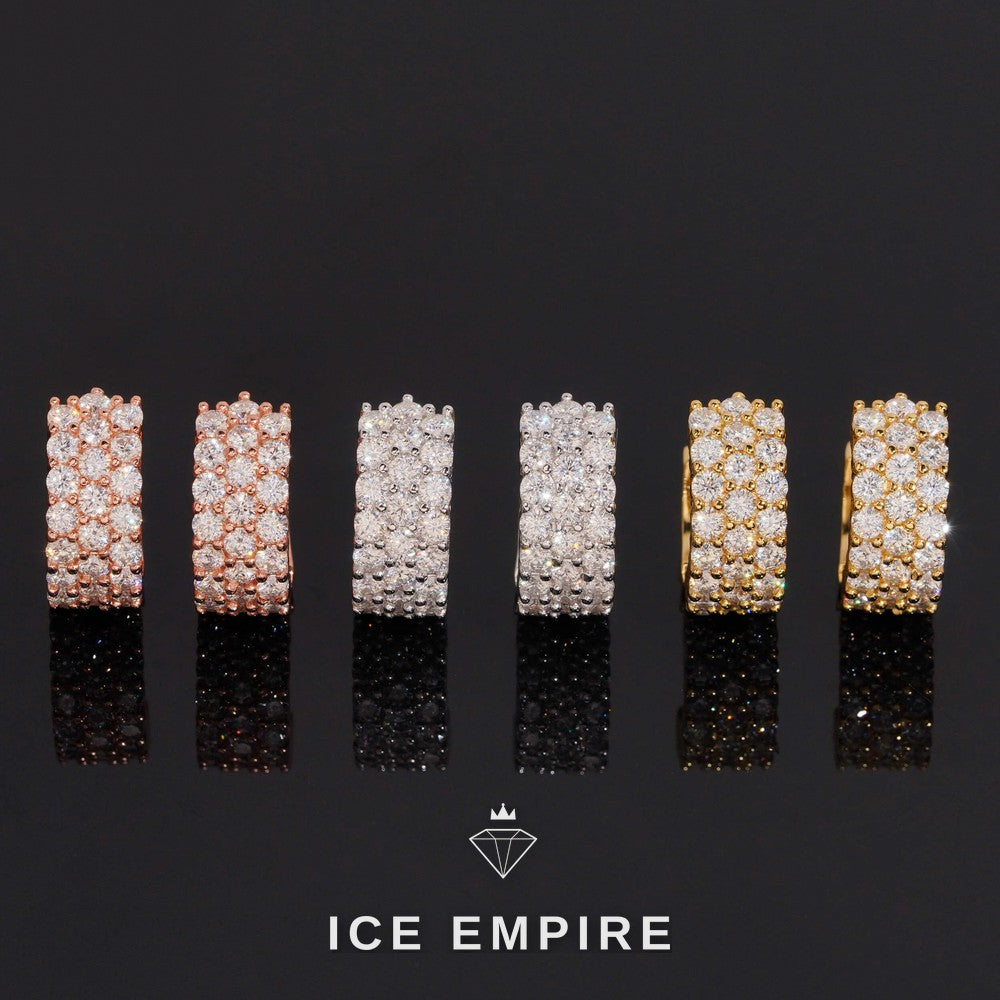 Iced Out 925 Silver Moissanite Hoop Earrings