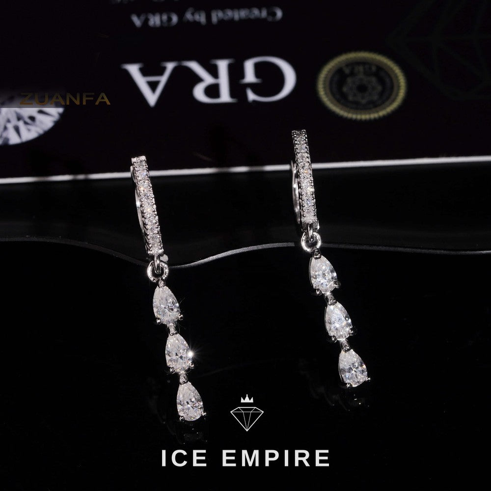 Iced Out 925 Silver Moissanite Hoop Earrings