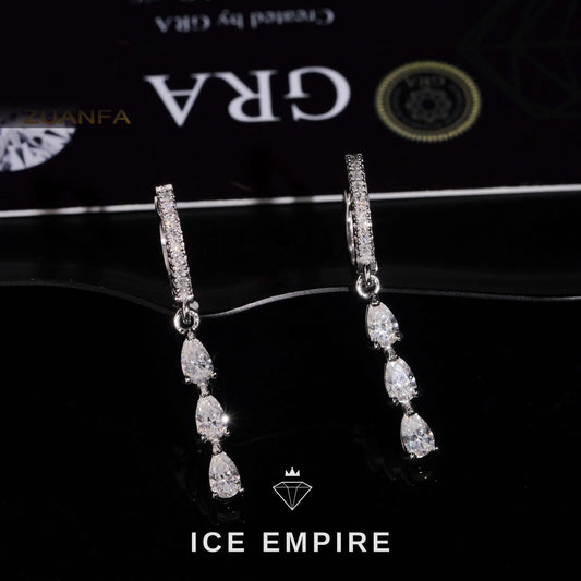 Iced Out 925 Silver Moissanite Hoop Earrings