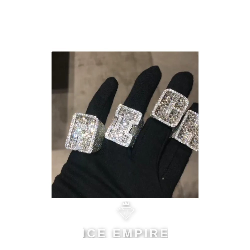 Iced Out Baguette Gold Plated Moissanite Ring
