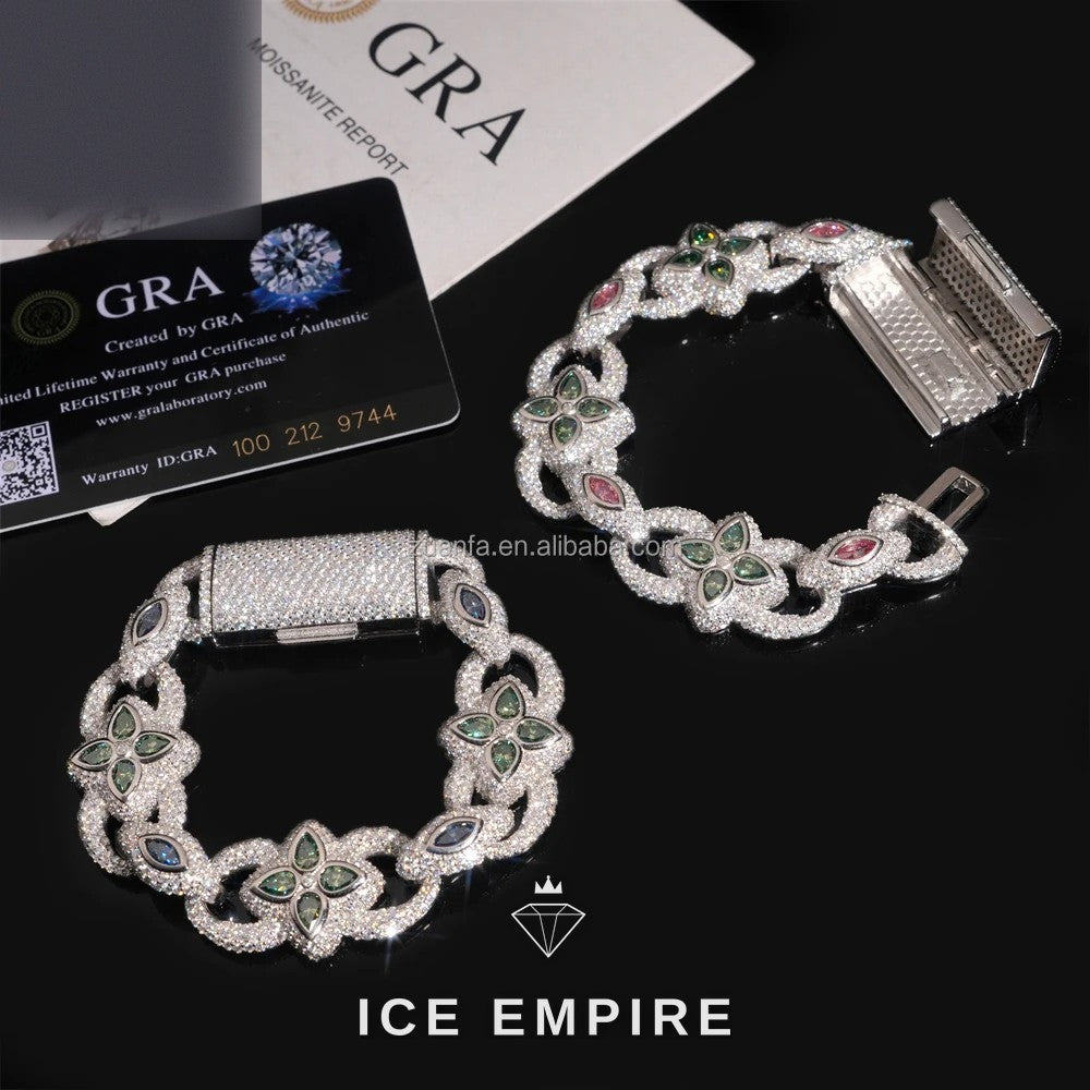 Iced Out 925 Silver Moissanite Cuban Chain