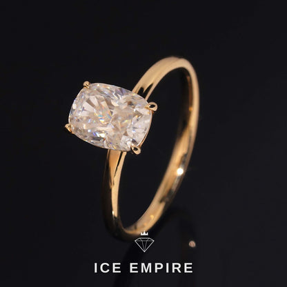 Iced Out 14K Gold Moissanite Engagement Ring