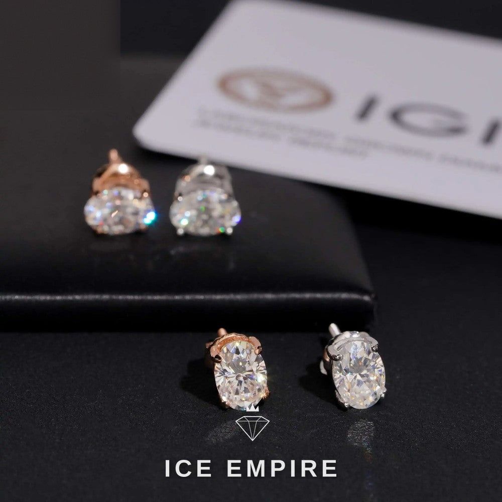 Iced Out 10K Gold Lab Grown Diamond Stud Earrings