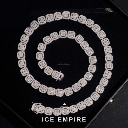 Iced Out Baguette Rose Gold Moissanite Cuban Chain