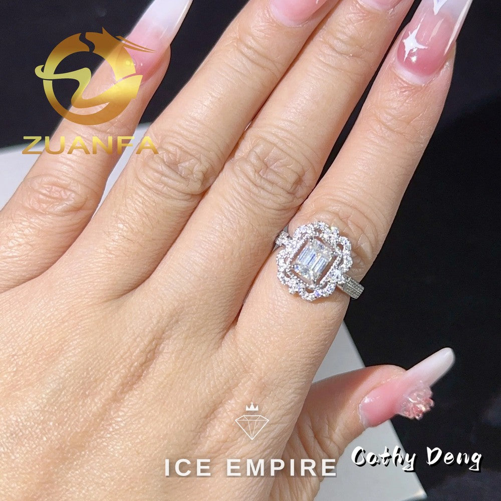 Iced Out 10K Gold Moissanite Engagement Ring