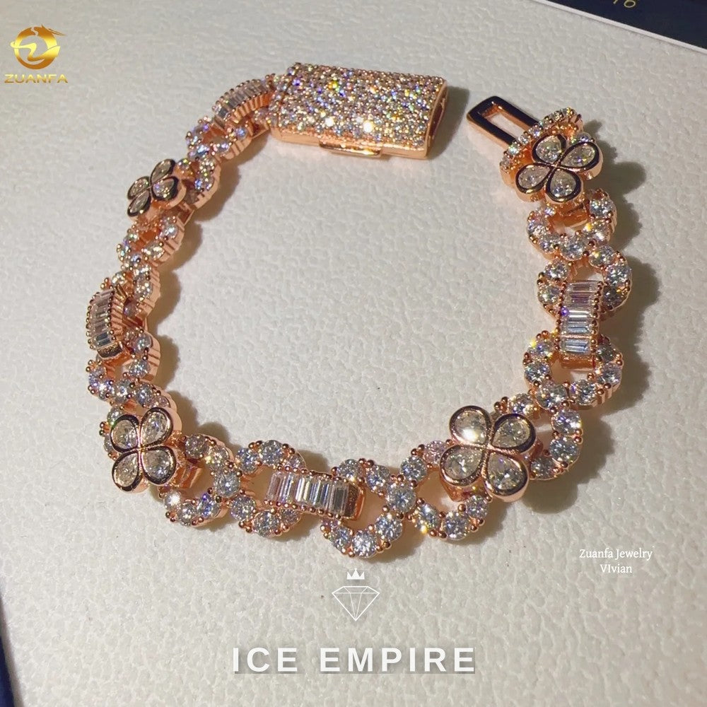 Iced Out Rose Gold Plated Moissanite Cuban Chain