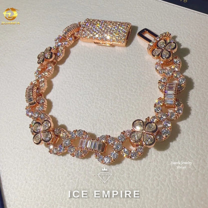 Iced Out Rose Gold Plated Moissanite Cuban Chain
