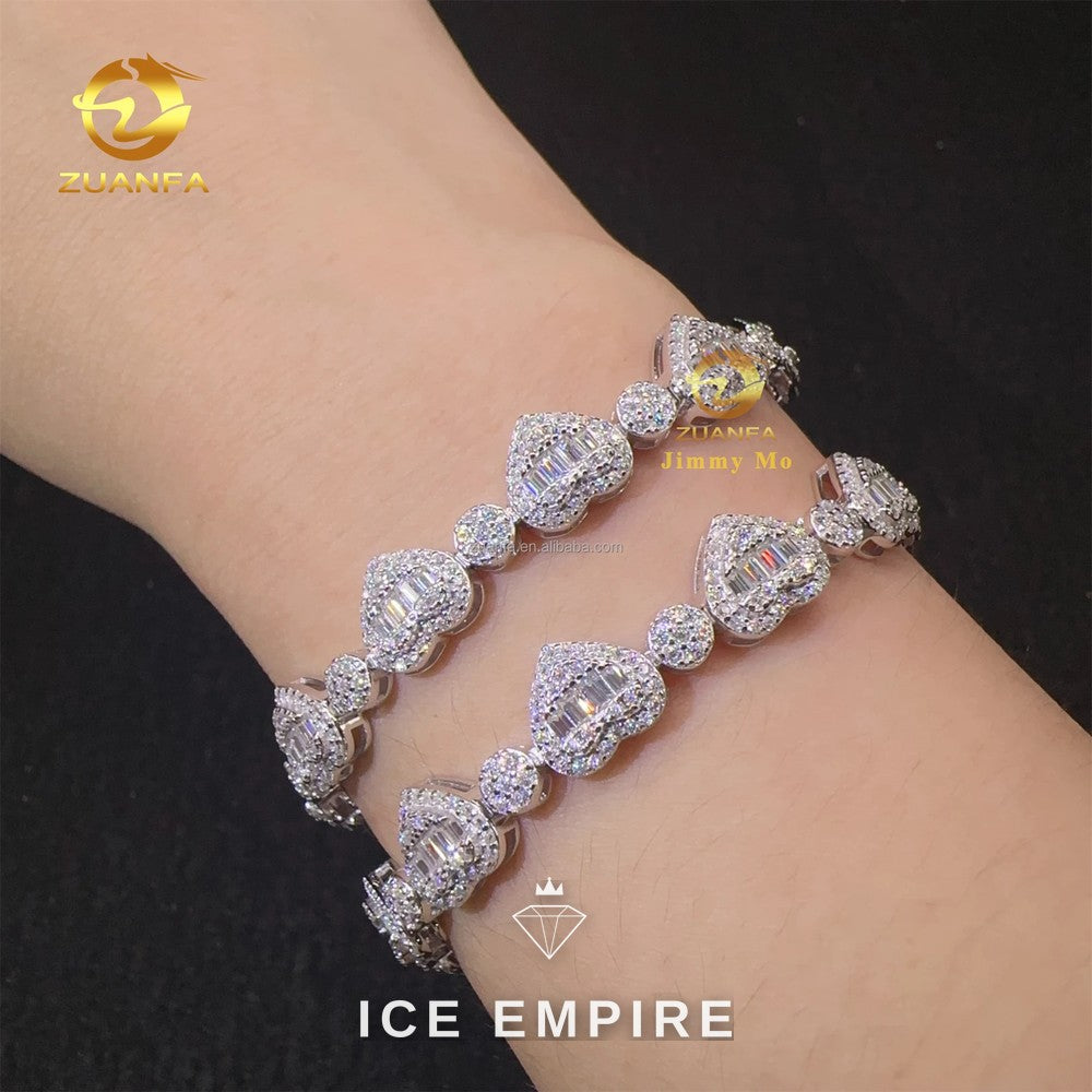 Iced Out Heart Gold Plated Moissanite Tennis Chain