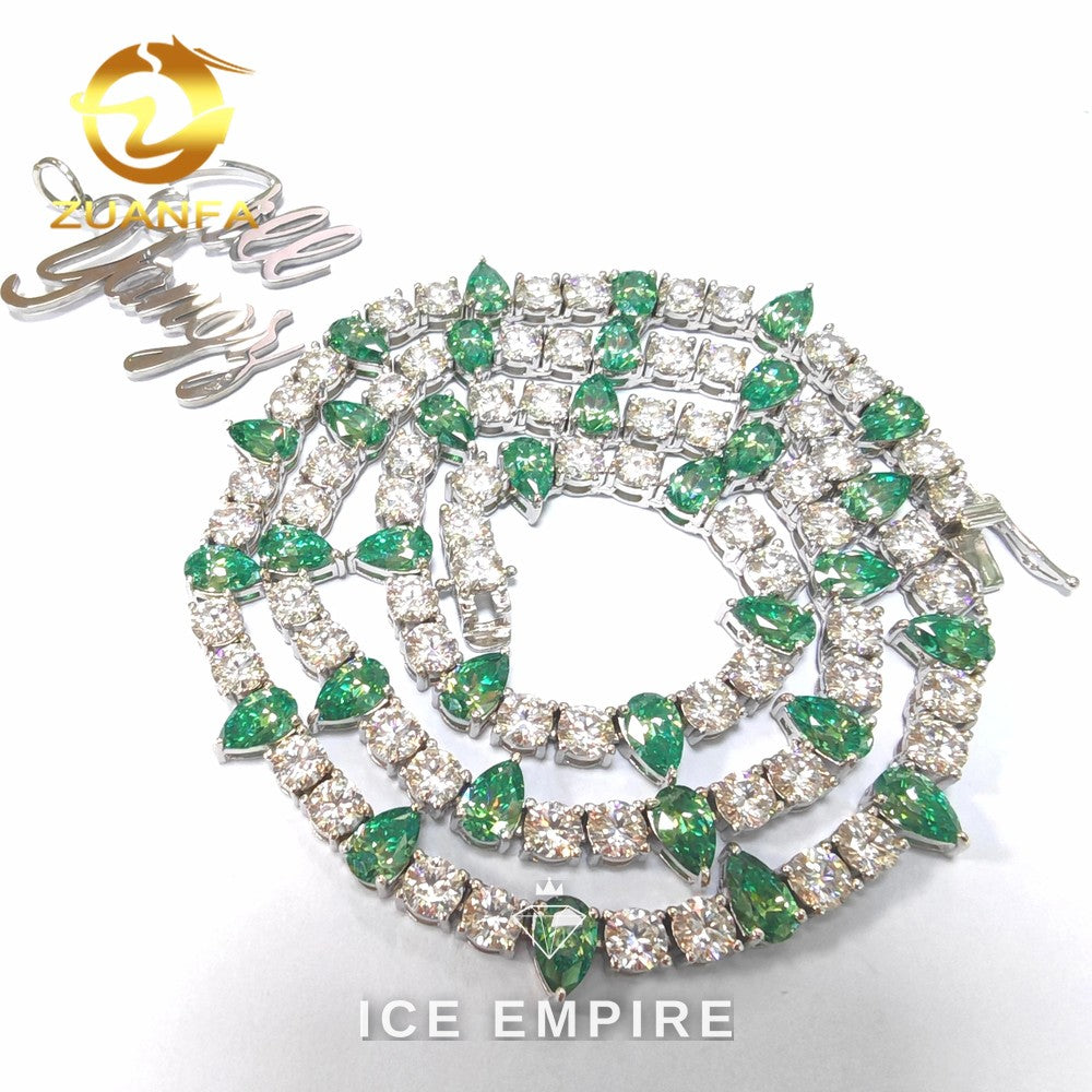 Iced Out Baguette Rose Gold Plated Moissanite Cuban Chain