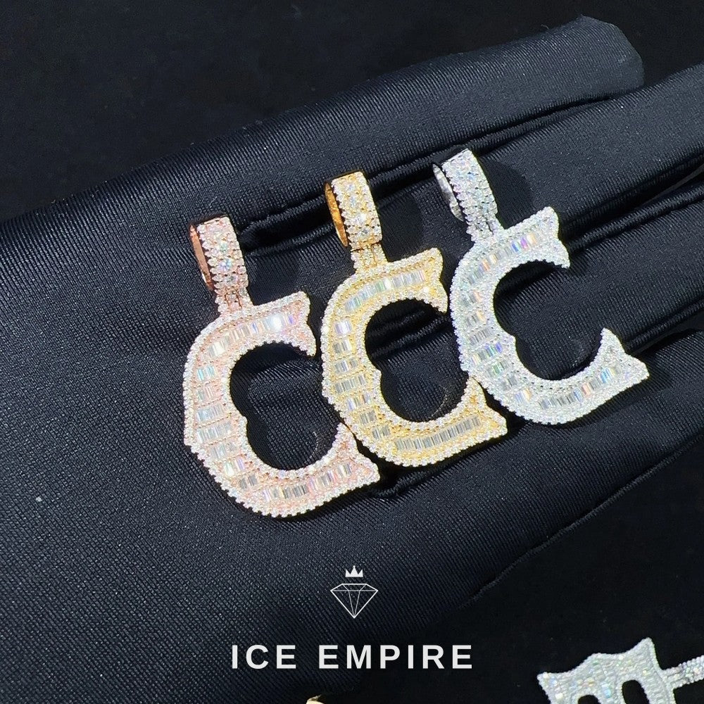 Iced Out Baguette Rose Gold Plated Moissanite Pendant