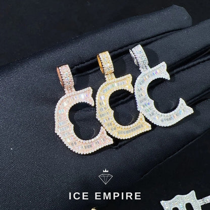 Iced Out Baguette Rose Gold Plated Moissanite Pendant