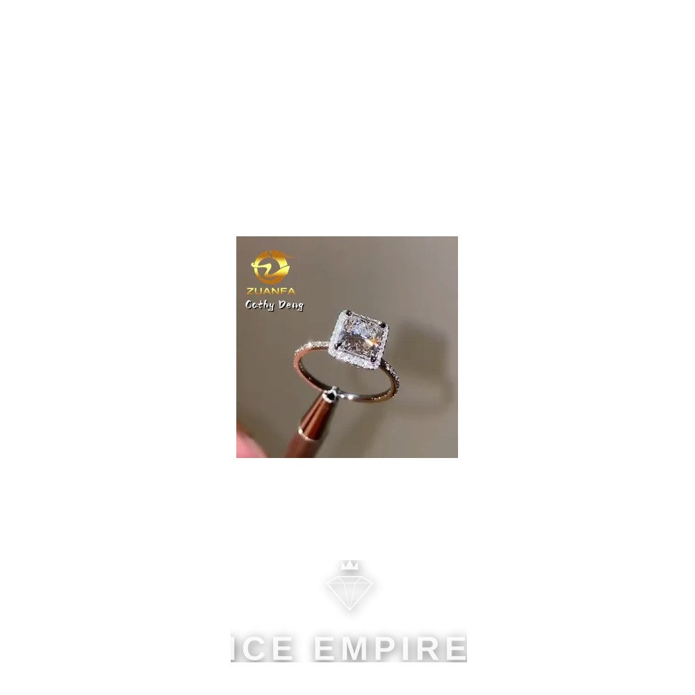 Iced Out 18K Gold Moissanite Engagement Ring