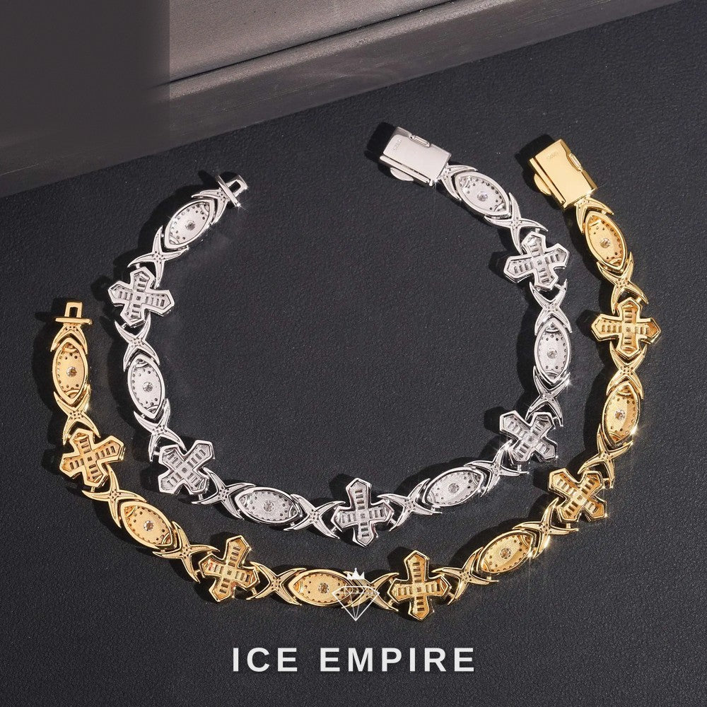 Iced Out Cross 925 Silver Moissanite Cuban Chain