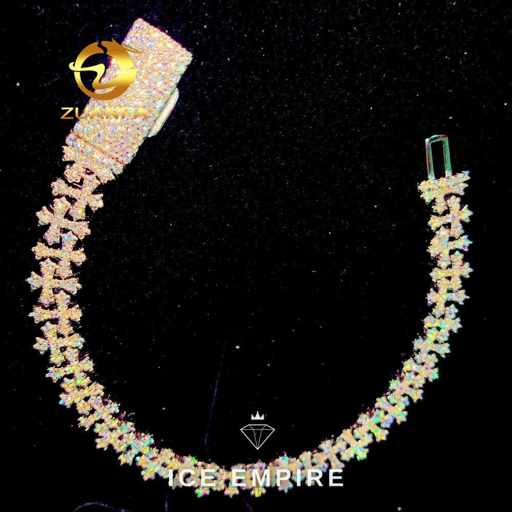Iced Out Cross 925 Silver Moissanite Cuban Chain