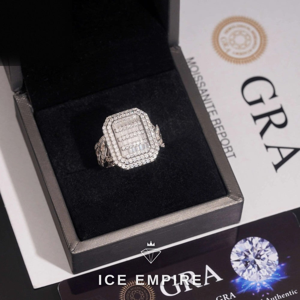 Iced Out 925 Silver Moissanite Ring