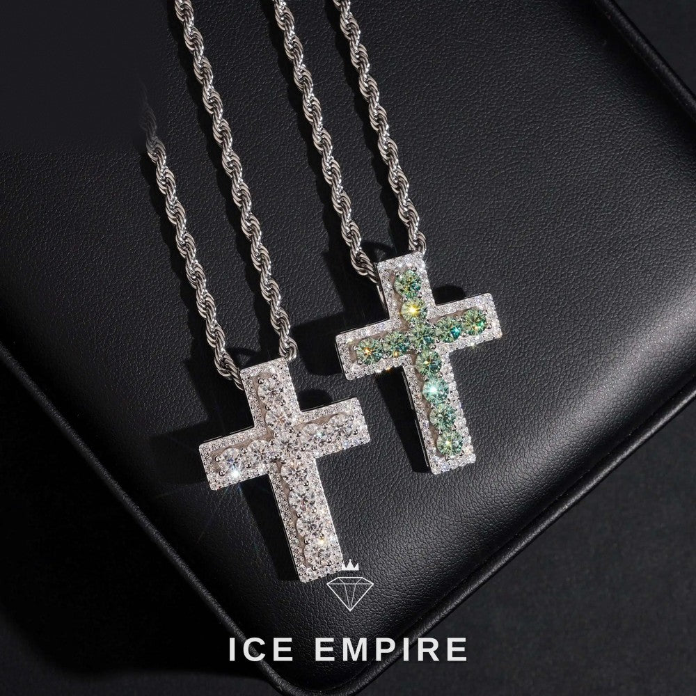 Iced Out Cross 925 Silver Moissanite Pendant