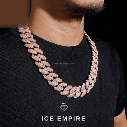 Iced Out Rose Gold Moissanite Cuban Chain