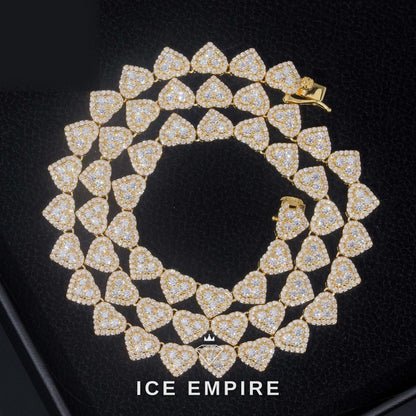 Iced Out Heart Rose Gold Plated Moissanite Cuban Chain