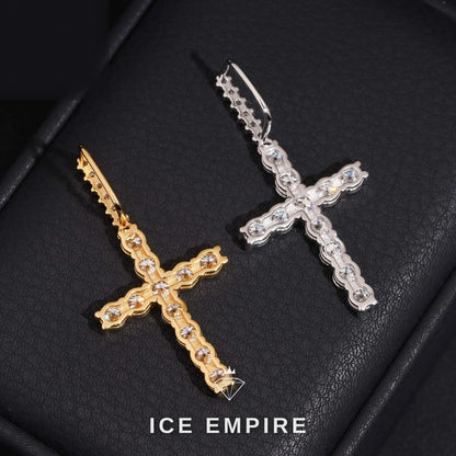 Iced Out Cross Rose Gold Plated Moissanite Pendant