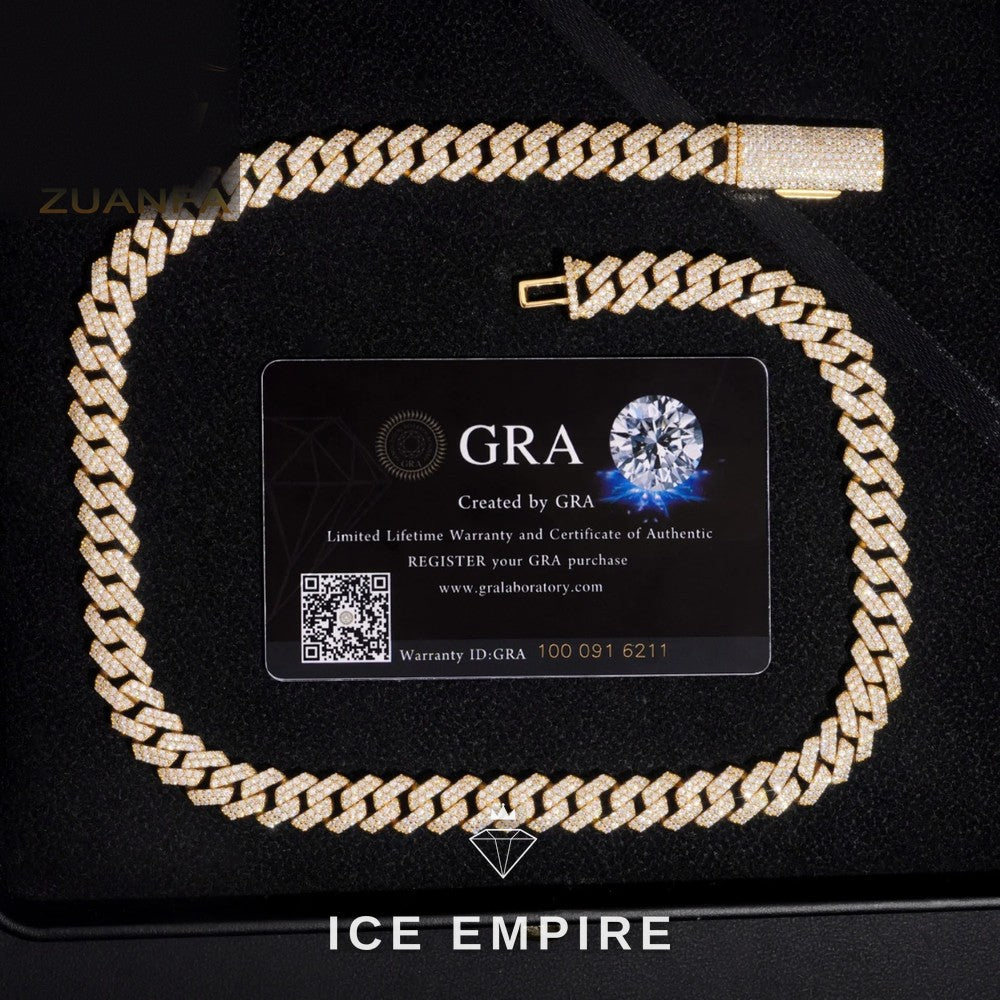 Iced Out Rose Gold Moissanite Cuban Chain