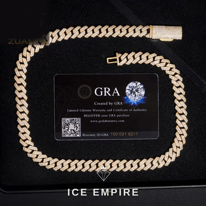 Iced Out Rose Gold Moissanite Cuban Chain