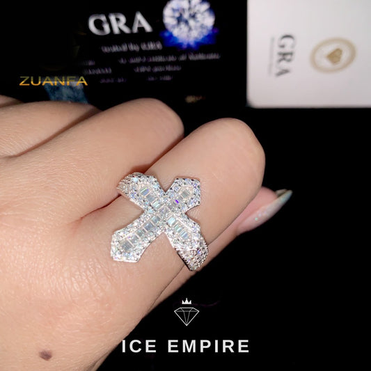 Iced Out Baguette Rose Gold Plated Moissanite Ring