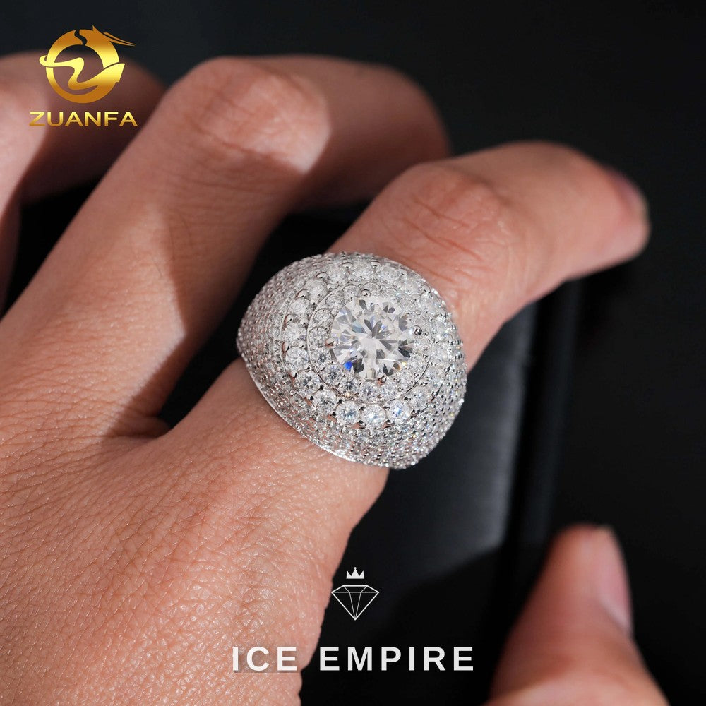 Iced Out 925 Silver Moissanite Ring
