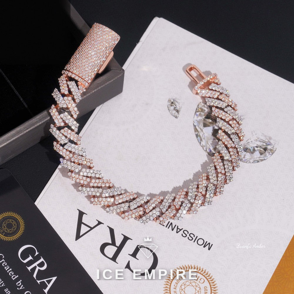 Iced Out Rose Gold Moissanite Cuban Chain