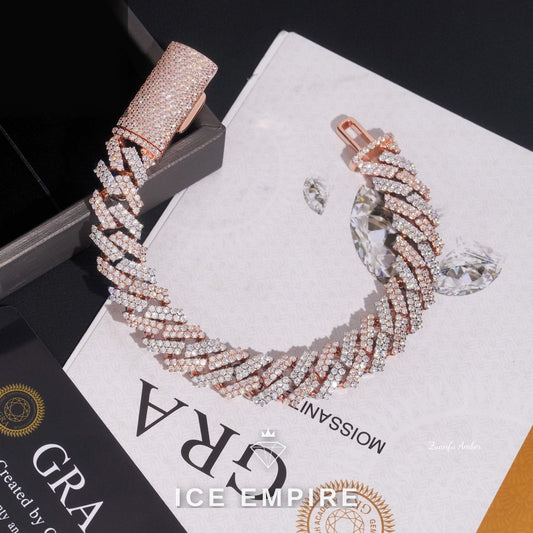 Iced Out Rose Gold Moissanite Cuban Chain
