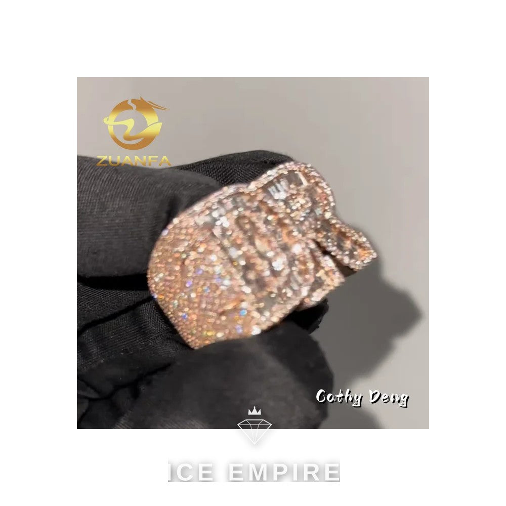 Iced Out Baguette 925 Silver Moissanite Ring