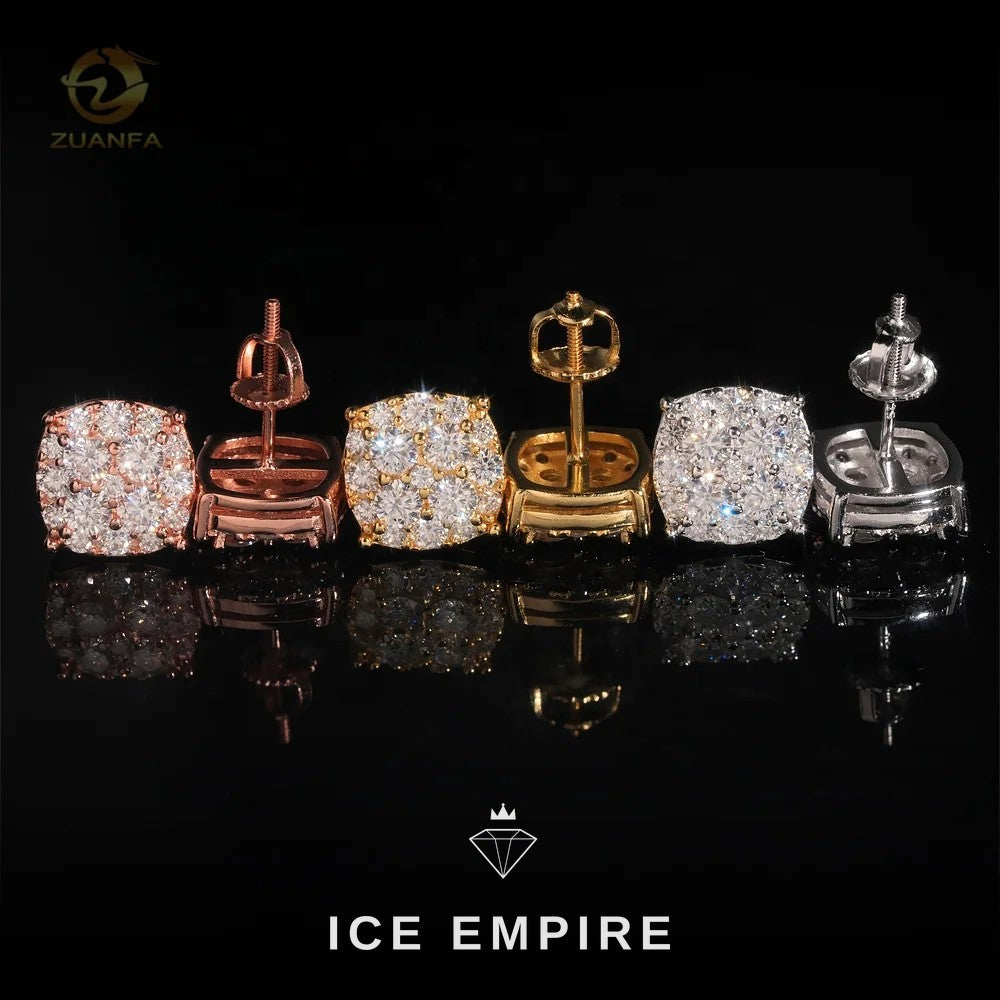 Iced Out Rose Gold Moissanite Earrings