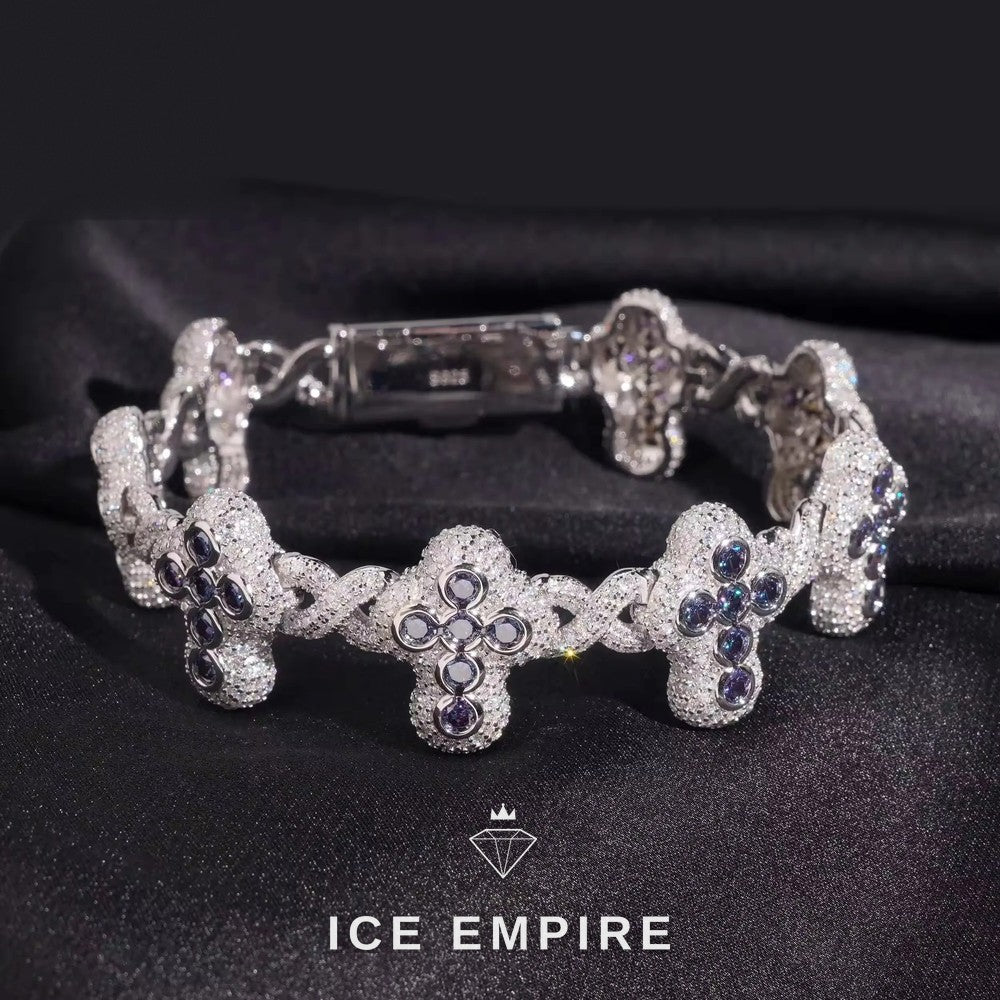 Iced Out Cross 925 Silver Moissanite Cuban Chain