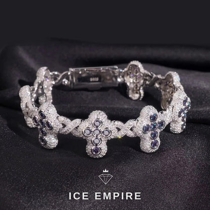 Iced Out Cross 925 Silver Moissanite Cuban Chain