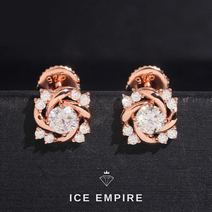 Iced Out Rose Gold Plated Moissanite Earrings