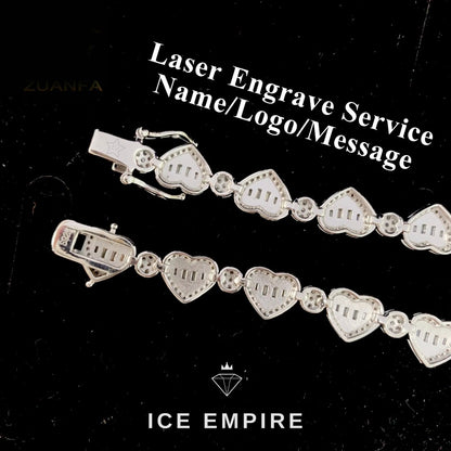 Iced Out Baguette 925 Silver Moissanite Cuban Chain