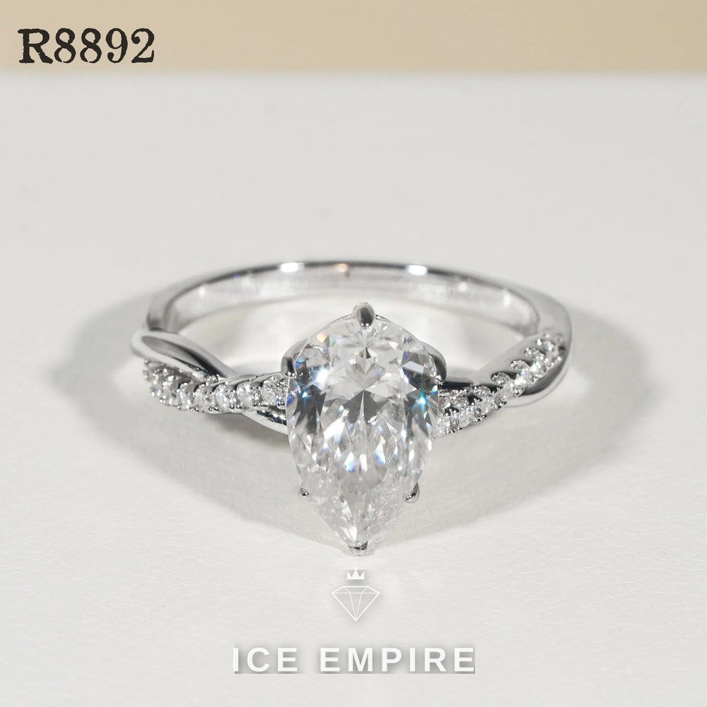 Iced Out 925 Silver Moissanite Engagement Ring