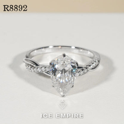 Iced Out 925 Silver Moissanite Engagement Ring